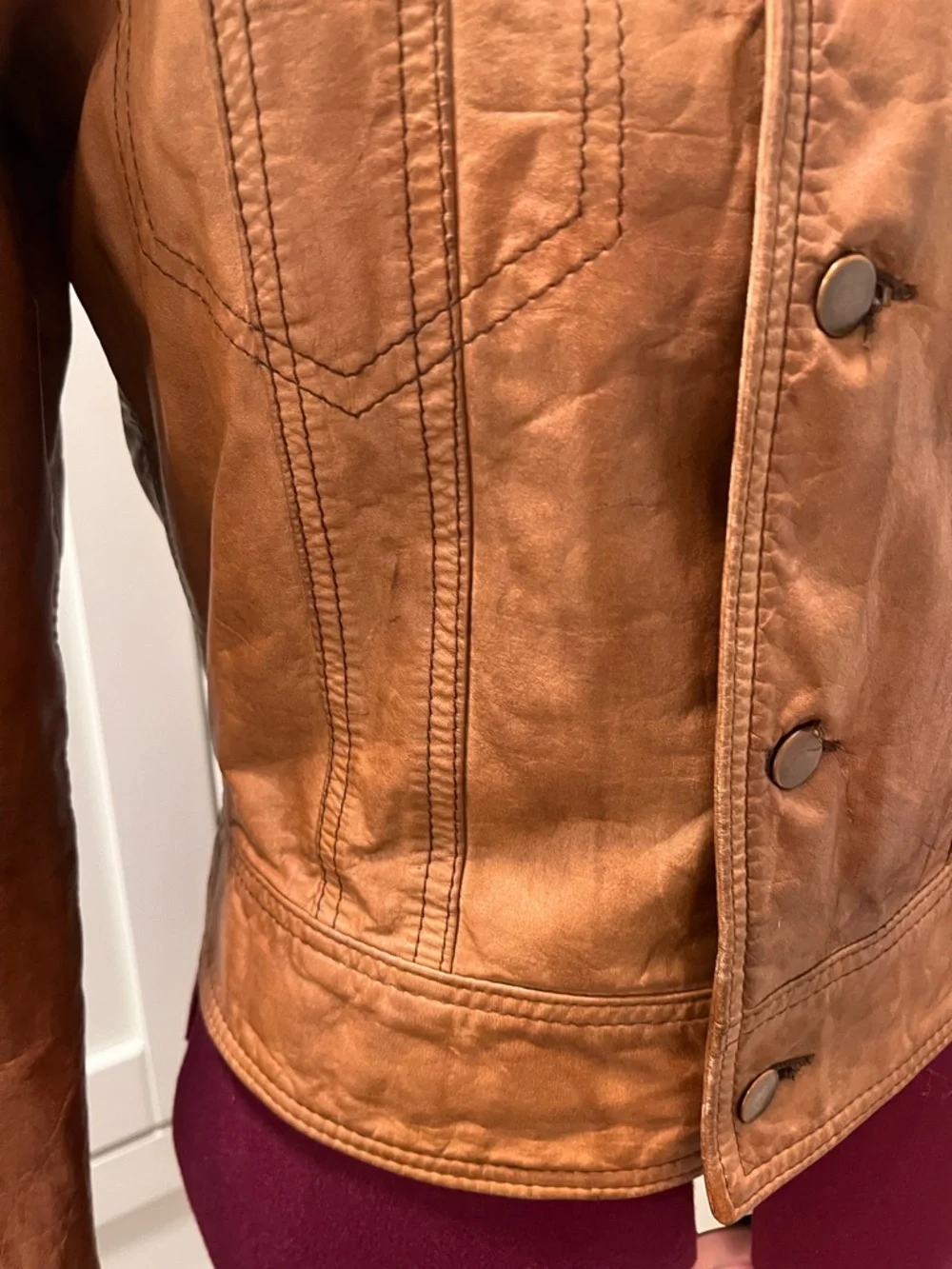 Vintage 1970s BLACK SHEEP 100% Genuine Leather Tailored Canada Moto Jacket Small - Picture 9 of 16